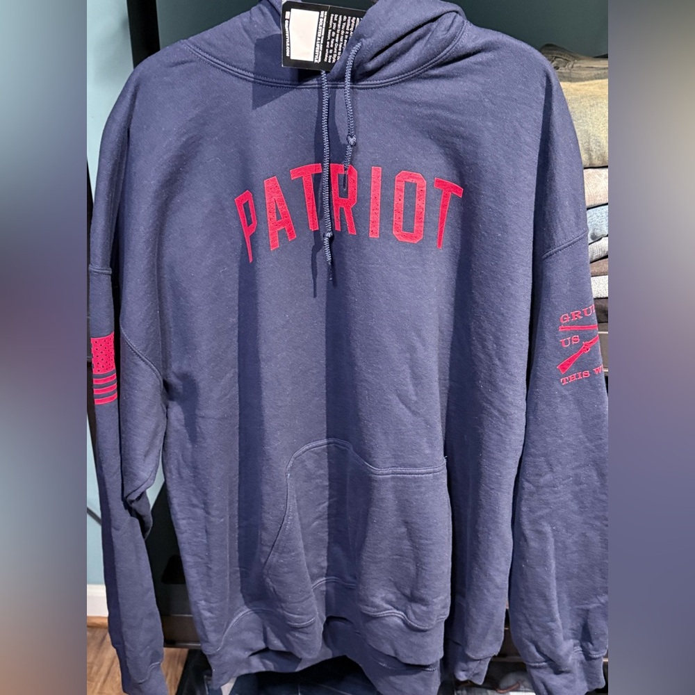 Grunt Style 1776 Mens 2XL Navy Blue F's Given #0 Patriot Pullover Hoodie NWT